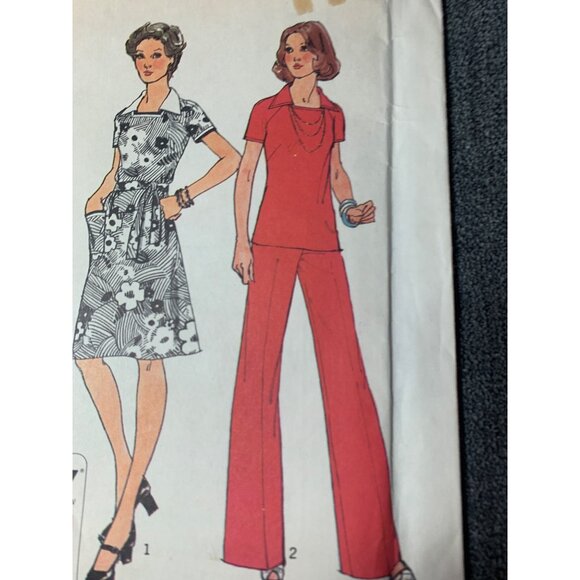 Simplicity Misses Dress Top Pants 70's Sewing Pattern sz 12 6384 - uncut - Picture 7 of 8